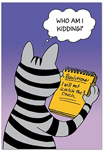 NobleWorks"Cat resoluciones de año nuevo: De Buen Humor año nuevo tarjeta de felicitación con sobre (c2499nyg)