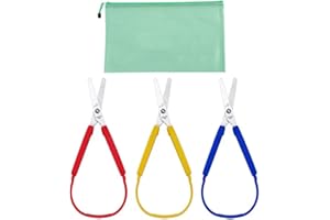 HOMEJOY 3 Stück Schlaufenschere mit Griff Selbstöffnend Sicherheitsschere Selbstöffnende Schere Geeignet für Kinder Erwachsene für Besondere Bedürfnisse Papierarbeiten Näharbeiten Kunsthandwerk