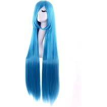 Mapofbeauty 40 Pulgadas/100cm Largo Suave Como La Seda Peluca,Cereste Azul | Disfraz de Anime