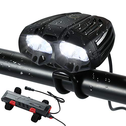 Nabowei Luz de Bici, Super Bright LED Faro Bicicleta Carga USB 6 Horas de Trabajo Impermeable 4 Led 4 Modos con Luz de Bicicleta Batería Negra- Control Remoto