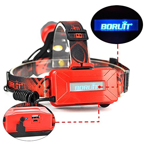 Boruit Led stirnlampe kopflampe Späteste Version LED-Hauptfackel, super helles XM-L2 LED-Scheinwerfer-Licht Zoomable nachladbare Scheinwerfer-Taschenlampen-Kopf-Lampe für kampierendes fischendes Radfahren laufendes wanderndes Jagd-kletterndes Sicherheits-Licht, European regulation charger - 3