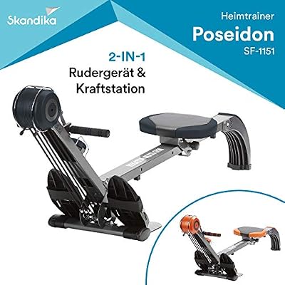 SKANDIKA Regatta Multi Gym Poseidon - Rameur d'appartement Pliable - Silencieux - Peu d'entretien (Anthracite/Gris)