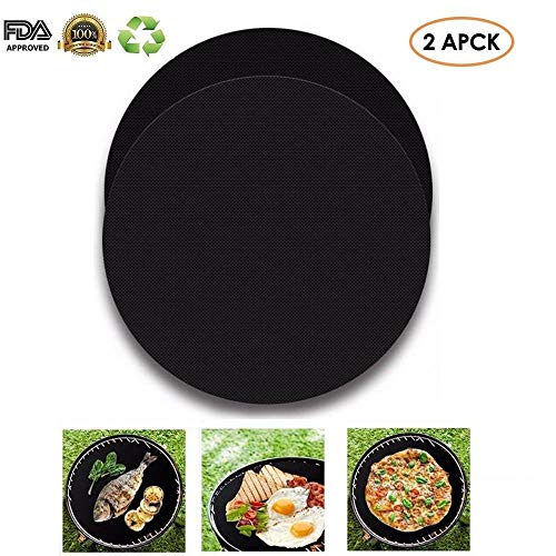 détail AOLVO Tapis de Grille pour Barbecue, Noir antiadhésif BBQ Grill & Tapis de Cuisson, Facile à Nettoyer, Approuvé par la FDA (Lot de 2)