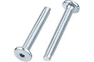 SCREWS CITY M6 (6mm x 50mm) Silver Flat Head Furniture Screw Hex Drive Socket with Metric Thread Fully Threaded with Dogpoint Furniture Bolts for Furniture Cots Beds Crib and Chairs (Pack of 12) D11D