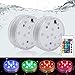 COOLWEST RGB Farbe LED Stimmungslichter Teelichter, IP68 Tauch Wasserdicht Beleuchtung für Haustiere, Aquarium, Weihnachten, Badewanne, Schwimmbad, 2 Stück mit Fernbedienung (Nicht inkl. Batterien)