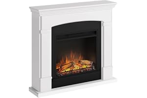 TAGU Helmi Caminetto Elettrico - Camino Elettrico con riscaldamento, 1500W, Programmabile a 7 giorni, Termostato Digitale, Telecomando (Bianco Puro)