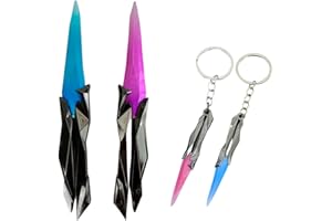 AEIXYA 2 Couteaux À Singularité Valorant, Comprend 2 Porte-Clés Assortis, Dégradé De Bleu Et De Rose, Jouet Ludique,Butterfly Knife,Couteau Papillon Entraînement