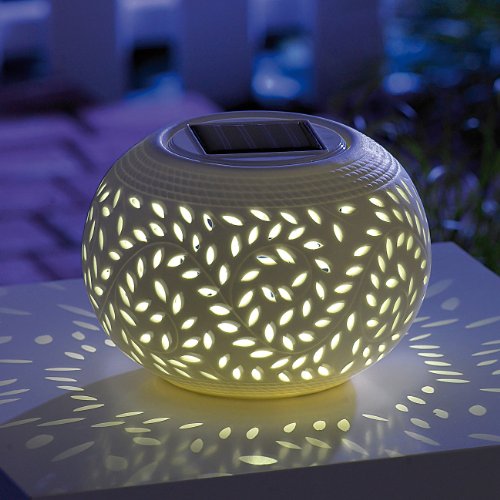 Lunartec Solar-Dekoleuchte aus Porzellan mit Farbwechsler / weißer LED - 9