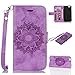 Produktbild Misteem Sonnenblume Mandala Hülle für iPhone 5S/5/SE, Schön Elegant Blumen Muster Leder Schutzhülle Stoßfest Flip Kartenhalter Magnet Ledertasche für Apple iPhone 5/5S - Lila