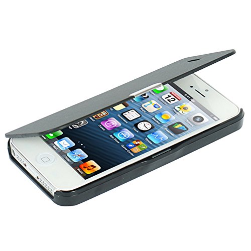 iPhone SE case, iPhone 5s case, iPhone 5 case, MTRONXâ„¢ Magnetic Ultra Folio Flip Slim Leather Twill Case Cover Bumper Pouch for for Apple iPhone SE, iPhone 5s, iPhone 5 - Black(MG-BK)