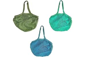 Yeesabella 3Pcs String Bag,Eco-Friendly Net Bags for Fruits & Vegetables, Reusable Mesh Produce Bag, Grocery Shopping Bags Lightweight and Washable