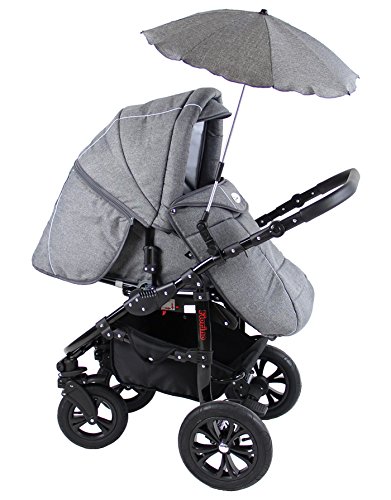 Clamaro „SUNCOVER“ Universal Sonnenschirm Regenschirm für Kinderwagen und Sport Buggy (11 Farben wählbar), Babywagen Schirm mit Universal Halterung für bis zu ca. 3,0 cm dicke Rohre und 360° schwenkbar durch flexiblen Schwanenhals - 8