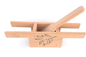 Euroshoppingonline Schiaccia Olive Artigianale in Legno di faggio massello Personalizzabile con Disegno Logo Firma Stampa Incisione (Appoggio retto)