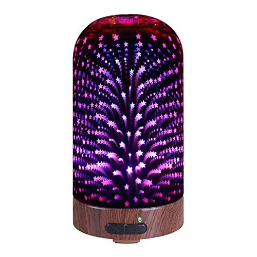 Preisvergleich Produktbild Snowx Aromatherapie Befeuchter 3D-Glas Aromatherapie Essentielle Öl-Diffusor Ultraschall Kühlen Nebel Luftreiniger LED-Nachtlicht 7 Farbverlauf