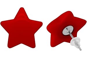 SOULCATS Soul-Cats® 1 paio di orecchini a bottone a stella realizzati in acrilico/acciaio inossidabile; rosso