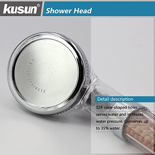Kusun® Handbrause Hoher Druck Wasserspar dusche duschkopf Ionenfilter Wassereinsparung Ionic Shower Filter Chlor Filtration Showerhead - 5