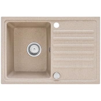 Spüle Spülbecken Granit 70x45 cm Einzelbecken mit Abtropffläche