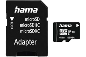 Hama karta pamięci SDXC (microSD, microSDXC, 64GB, 64 GB pamięci, 80 MB/s, adapter, microcard, UHS speed class 1, class 10) czarna