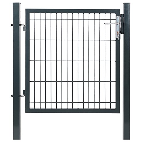 Songmics Gartentür Gartentor Zauntor Inkl. Schloss und 3 Schlüssel grau 100 x 106 cm GGD250G