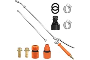 Dhqkqg Sprayer Wand, All Metal 112cm Sprayer Wand, 3/8" & 1/4'' Brass Barb Universal SprayerWand Replacement, Portable Adjustable Universal Garden S-Prayer with Nozzles, for Weed Garden Car Wash