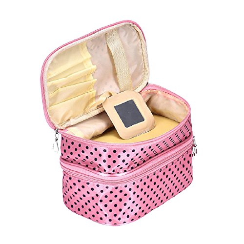 Preisvergleich Produktbild Tonsee Frauen Portable kosmetische Veranstalter Make-up Hardcase Zip Beutel(Rosa)
