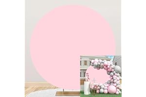 Bovlleetd 150cm Rosa Runder Hintergrund Reines Rosa Geburtstag Romantische Hochzeit Kreis Shooting Hintergrund Stoff für Vorschlag Szene Babyparty Dekoration Fotografie Studio Requisiten