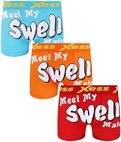 XESS Men Funny Shorts Designer Novelty 3 Pack Gift Boxer Briefs &amp; Shorts Underwear Pants Swell (S)