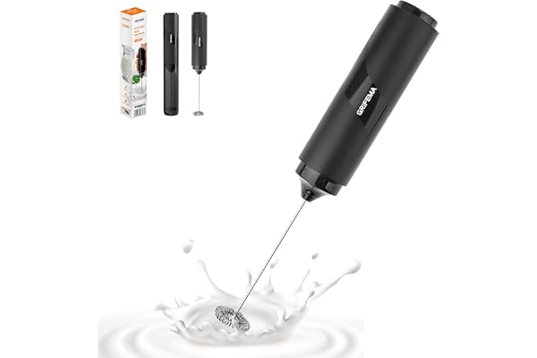 GRIFEMA Mousseur à Lait électrique, Mini Fouet Electrique 13 000 tr/min, Fonctionne à Piles, Milk Frother Ergonomique, Sans BPA, Facile à Nettoyer, Mixeur Lait pour Café, Latte, Cappuccino, Matcha