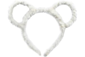 Oilmal Hoop de Cheveux, Femmes Hiver épaisses en Peluche Bandeau Rond Souris Ours Oreilles Maquillage Cheveux Cerceau Bandana Blanc