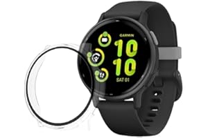iDaPro Screen Protector Case for Garmin vívoactive 5 Tempered Glass Film for Garmin vívo active 5 Smartwatch,Face Cover Accessories Hard PC Protective Bumper -【Clear】