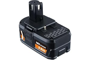 YOOKOTO P108 Ersatzakku für Ryobi 18V 5.0Ah Akku RB18L15 18L50 RB18L40 RB18L25 BPL-1815 BPL-1820G BPL18151 BPL1820 P104 P105 P107 P108 mit LED-Anzeige