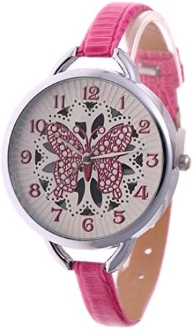 GreatestPAK, 2018 Women Fashion Wrist Watches, Thin Belt Butterfly Hollow Watch Strap (Hot Pink)