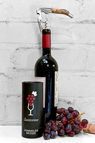 Santorino Kellnermesser – Exklusives Sommeliermesser aus Campecheholz, Weinöffner mit 2 Stufen – Premium Korkenzieher, Flaschenöffner in Geschenkbox - 2