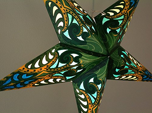 Weihnachtsstern / Papierstern Lampenschirme mit funkelnden dekorativen Designs in Handarbeit ANDROMEDA – Grün - 2