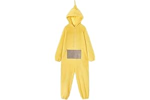 HANXIULIN Teletubbies Kostüm Erwachsene Onesie Damen Fasching Pyjama One Piece Cosplay Pajamas Kuschel Schlafanzug Party Karneval Einteiler Kuschelanzug Tele tubbies Nachtwäsche Weihnachten Tierkostüm