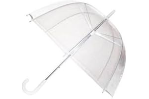 L-FENG-UK DOME SEE THRU WEDDING UMBRELLA CLEAR WITH WHITE HANDLE & TIP & DEEPEST DOME FOR PROTECTION