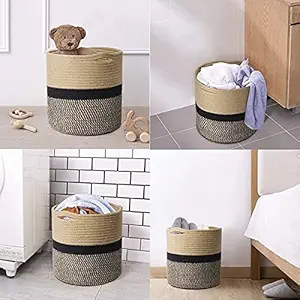 PRINTSHOPPIE Jute Planter Baskets for Plants by Productile (Brown) (Black- Beige)