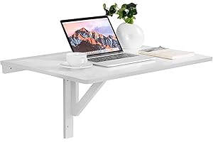 GOPLUS Składany stół ścienny, stół składany, zajmuje mało miejsca, przenośny, regulowany stół z płyty MDF i sosny, 80 x 60 x 45 cm, stolik do laptopa, do salonu, jadalni (biały)