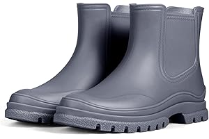 Meik Mangni Gummistiefel Damen Kurze Regenstiefel Wasserdicht Stiefeletten Chelsea Stiefel Mode Gartenschuhe mit Rutschfest Sohle Gr:36-41 EU