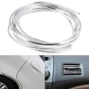 Electomania 4 Meters U-Shape DIY Car-Styling Interior Air Vent Grille Switch Rim Trim Outlet Decoration Strip Moulding Chrome Plated (Silver)