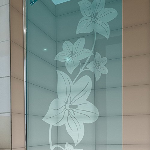 atFoliX Glasdekorfolie Hawaiiblume 3 teilig Strukturfolie Edelstahl gebürstet FX-Sticker Sichtschutz Aufkleber - 2
