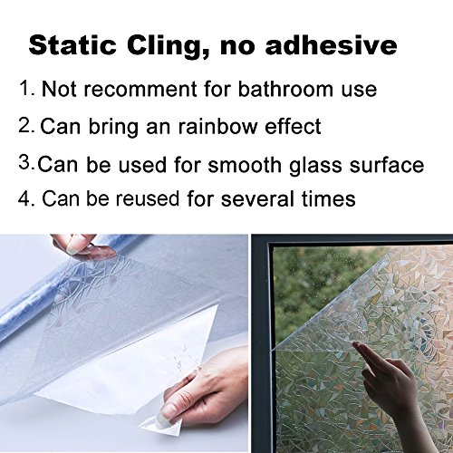 Zindoo 3D hochwertige Premium No-Kleber Fensterfolie Sichtschutzfolie Statisch Folie Selbstklebend Privatleben Frost Glas-Fenster-Film-Aufkleber Anti-UV 45*200cm. - 7