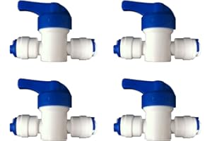 THE WATER FILTER MEN 1/4" Inline TAP/Shut-Off Valve/Isolation Valve for 1/4" LLDPE Fridge Freezer/Reverse Osmosis Water Filter System Water Pipe TUBING (4 Pack)