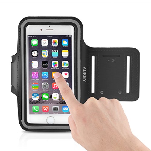 AUKEY Sportarmband Hülle für iPhone 6 Plus oder bis zu 5.5 Zoll Smartphone Fitness Armband Schweißbeständig  Anti-Rutsch geeignet für Laufen , Wandern , Rad Fahren , Reiten Schwarz - 6