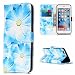 Produktbild Lonchee Schutzhülle / Cover / Handyhülle / Ledertasche / Brieftasche Etui für Apple iPhone 6s Plus(5.5 Zoll ) Marmormuster Gemalte Muster Design Folio PU Leder Tasche Case Hülle im BookStyle mit PU Leder Hülle Wallet Case – Orchidee
