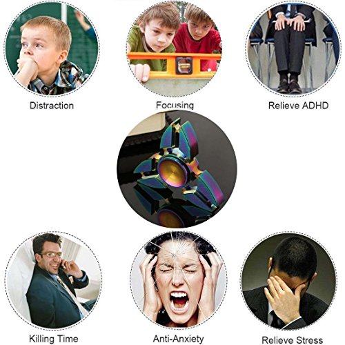 zappeln Hand Spinner mit LED Licht Marke neue Tri Spinner Prime Spielzeug mit 3 farbigen Shining Premium Angst Spielzeug hilft FORCUS für Kinder und Erwachsene Stress Reducer L Colorful lucky - 7