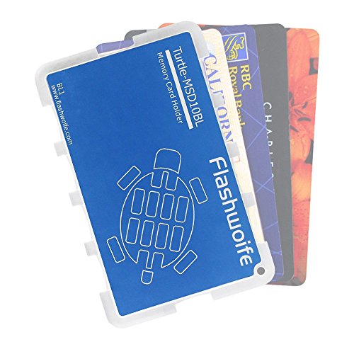 Flashwoife Turtle-MSD10BL Speicherkartenetui für 10 x MicroSD Aufbewahrungsbox im Kreditkarten-Format – transparent und blau - 6