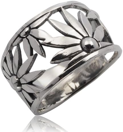 Thaimart Beautiful Sunflower Handmade Ring 925 Sterling Silver Size UK=P US=8