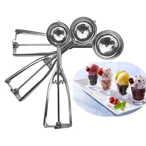 Ming Eisportionier-Löffel aus Edelstahl, für Café oder zu Hause (Packung mit 3 Stück, Durchmesser: 4 cm, 5 cm, 6 cm) - 3