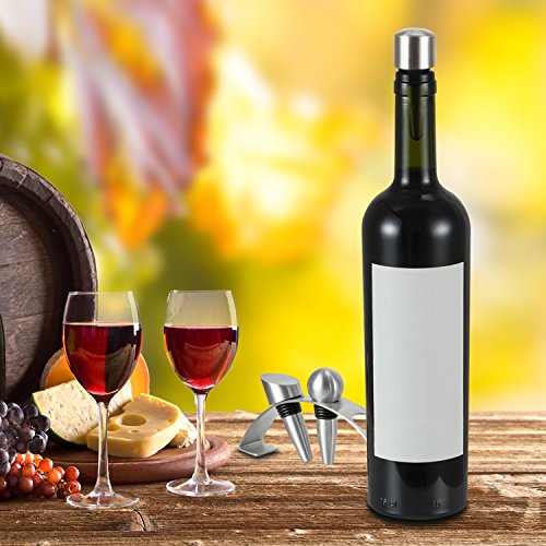Bytan Weinverschluss Weinflaschenverschluss Edelstahl Flaschenverschluss 3 Stücke Weinstopper Set – Silber - 7